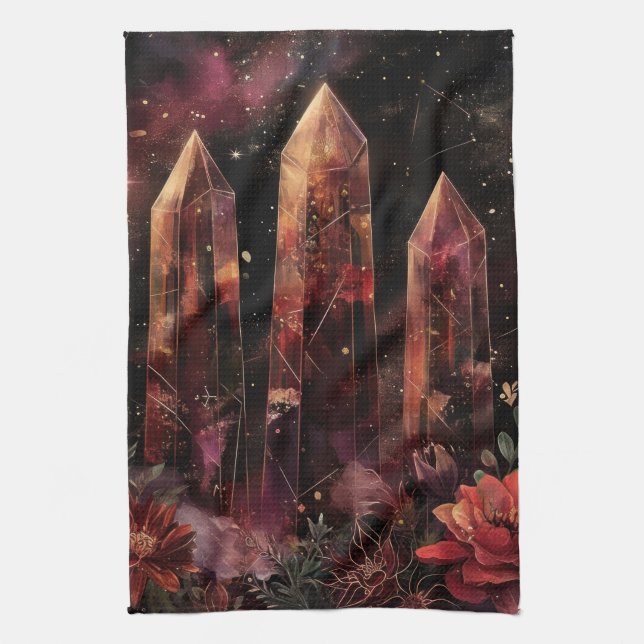 Astrology Amethyst Constellation Cosmic Kitchen Towel (Vertical)