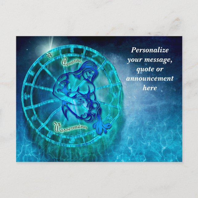 Astrology Aquarius Horoscope Personalize Message Announcement Postcard (Front)