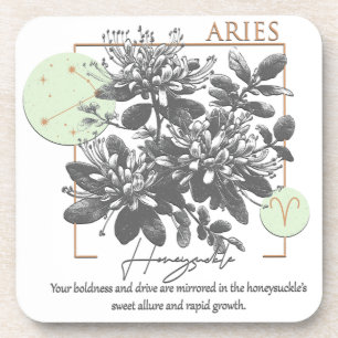 Astrology/Aries Zodiac Sign Flower Honeysuckle Coaster