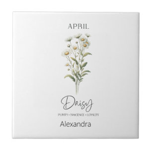 Astrology Birth Month April   Flower Daisy Tile