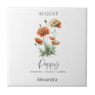 Astrology Birth Month August Flower Poppy Tile