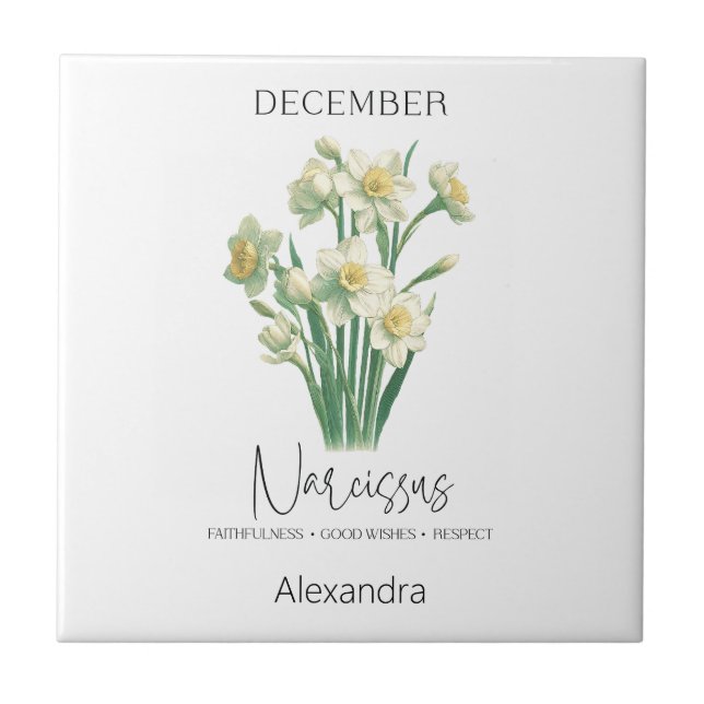 Astrology Birth Month December | Flower Narcissus Tile (Front)