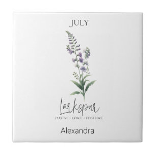 Astrology Birth Month July   Flower Larkspur Tile