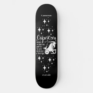 Astrology Black Skateboard with Capricorn Symbol