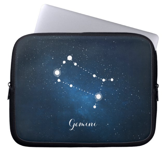 Astrology Blue Nebula Gemini Zodiac Sign Laptop Sleeve (Front)