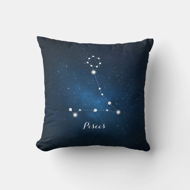 Astrology Blue Nebula Pisces Zodiac Sign Throw Pillow (Front)