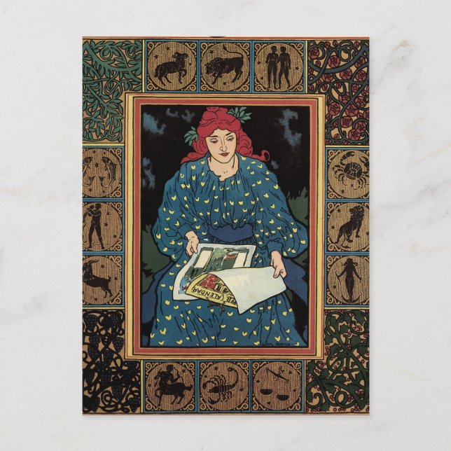 Astrology French Art Nouveau Postcard (Front)