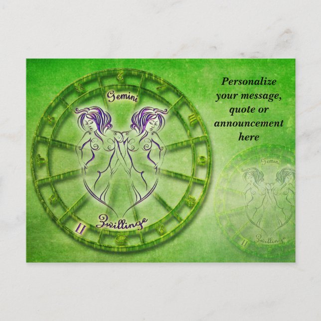 Astrology Gemini Horoscope Personalize Message Announcement Postcard (Front)
