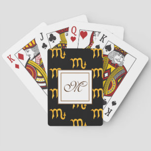 Astrology Golden Scorpio Sign Monogram Playing Cards