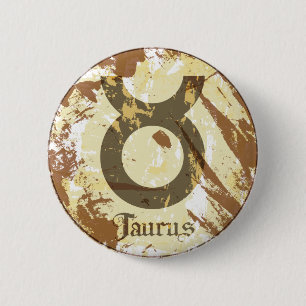 Astrology Grunge Taurus 2 Inch Round Button