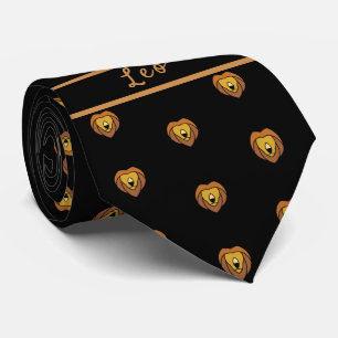Astrology Leo Monogram Lion pattern Tie