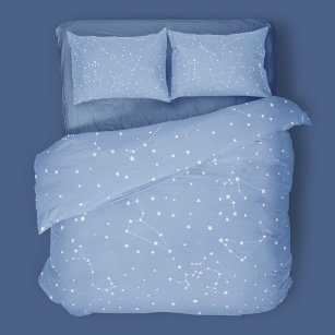 Astrology Pastel Blue White Stars Constellation Duvet Cover