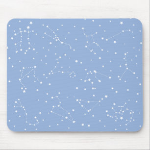 Astrology Pastel Blue White Stars Constellation Mouse Pad