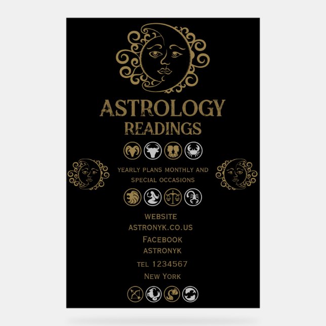 Astrology Reading Acrylic Sign (Front)