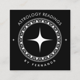 Astrology Readings Black & White Sparkle Mystical Square Business Card