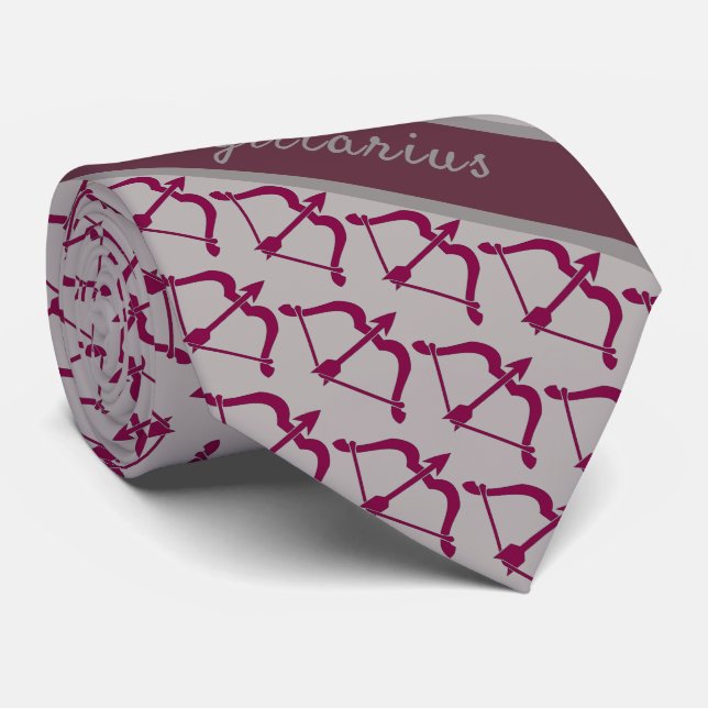 Astrology Sagittarius Monogram Archer pattern Tie (Rolled)