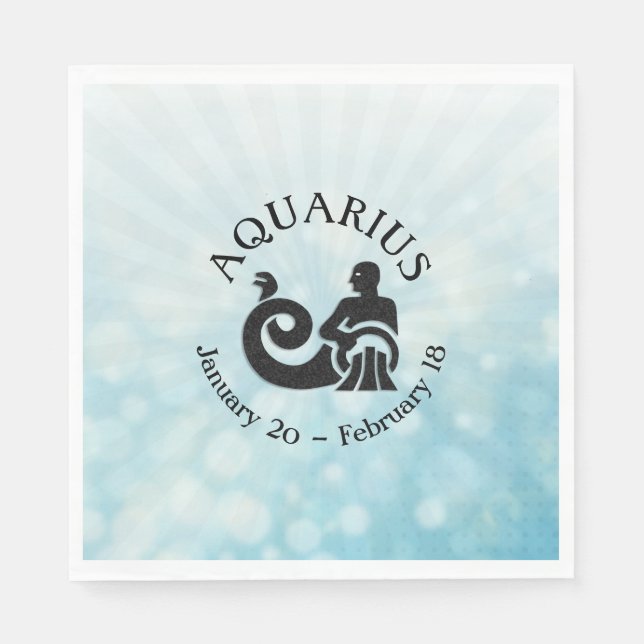 Astrology Sign Aquarius Horoscope Zodiac Symbol Napkin (Front)