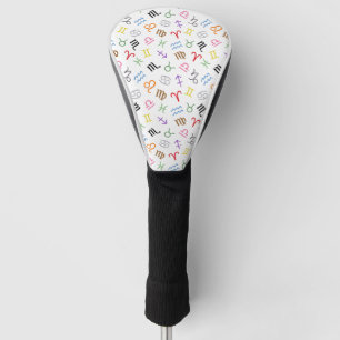 Astrology Sign Symbols Pattern Colour+White Golf Head Cover