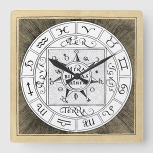Astrology Sign Zodiac Symbols Square Wall Clock