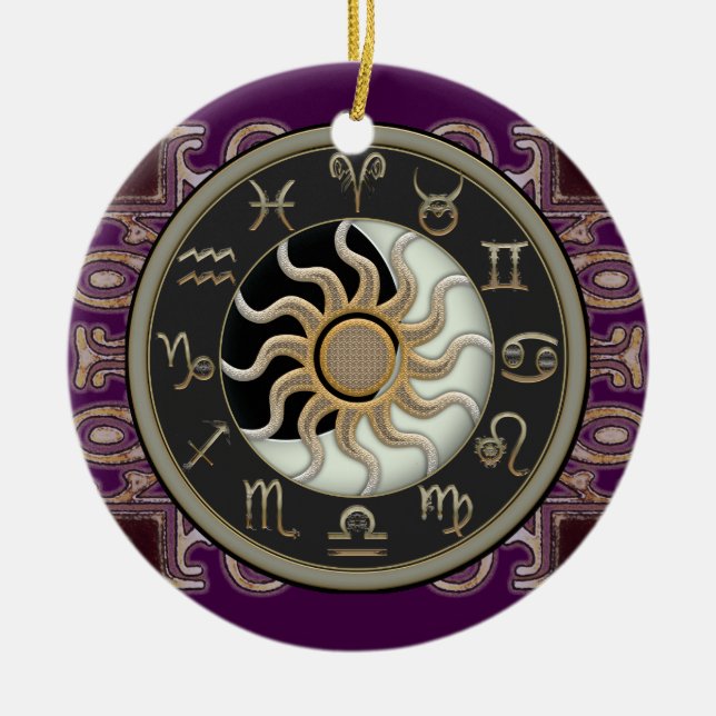 Astrology Sun and Moon Personalized Ceramic Ornament (Front)