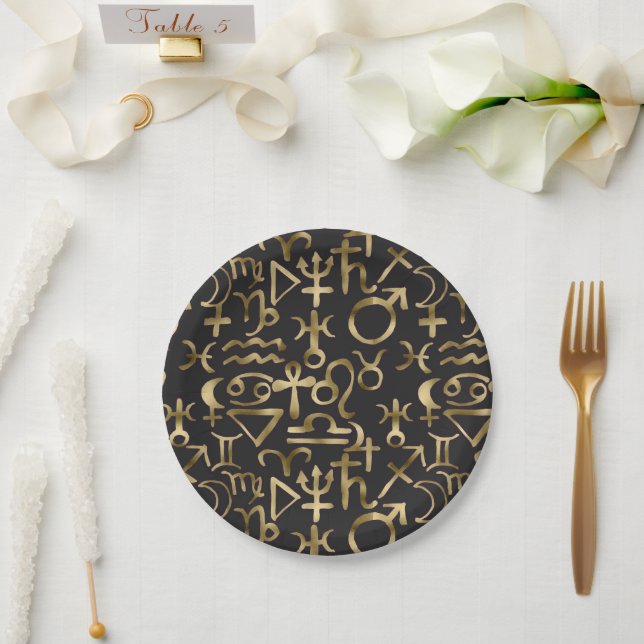 Astrology symbols pattern Paper Plates  (Wedding)