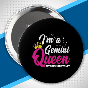 Astrology Zodiac - May June Birthday Gemini Queen 4 Inch Round Button