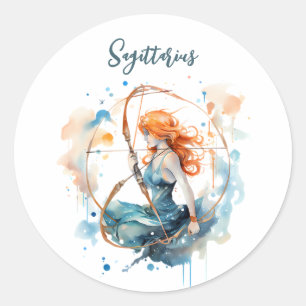 Astrology  zodiac sign of Sagittarius  watercolor Classic Round Sticker