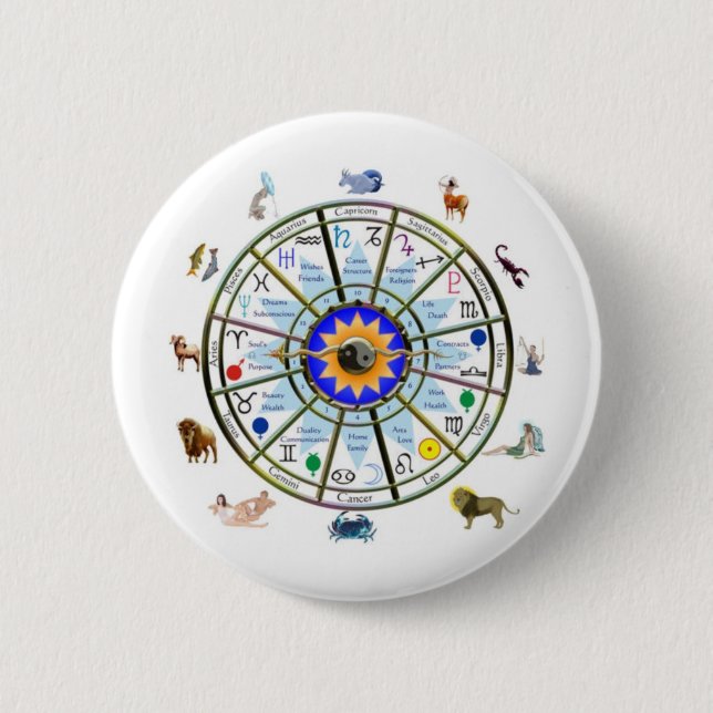 Astrology - ZODIAC-  Signs 2 Inch Round Button (Front)