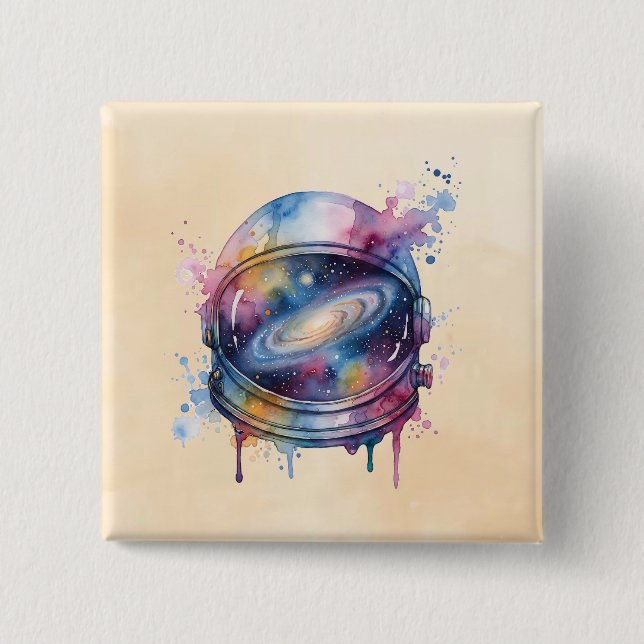 Astronaut 2 Inch Square Button (Front)