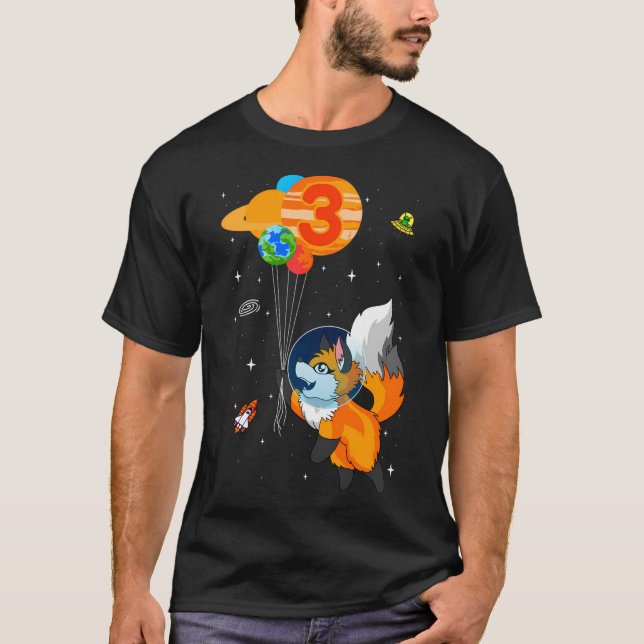 Astronaut 3Rd Birthday Fox Astronaut Costume T-Shirt (Front)