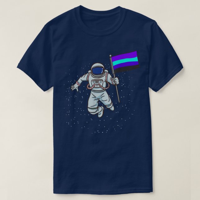 Astronaut Aleigender Pride Flag  T-Shirt (Design Front)