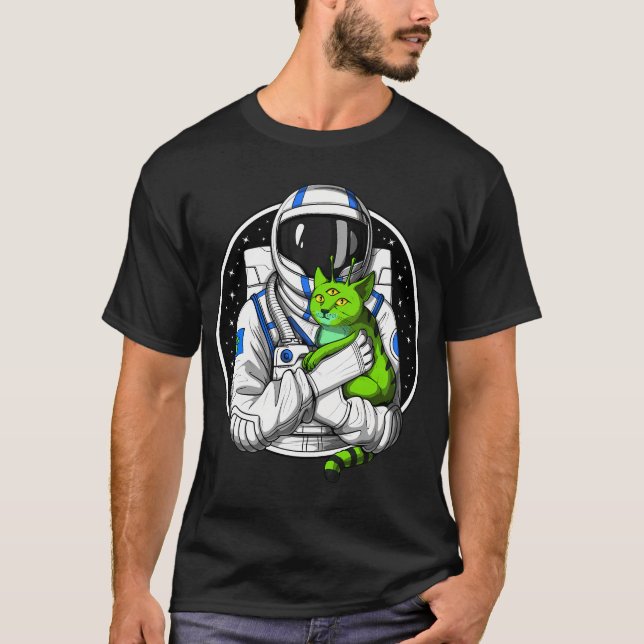 Astronaut Alien Cat Lover T-Shirt (Front)