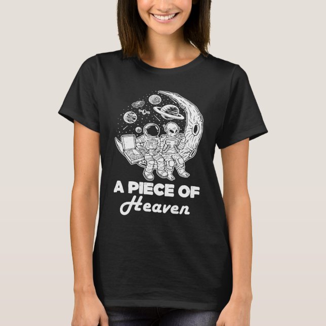 Astronaut Alien Eating Pizza On Moon Pizza Lover G T-Shirt (Front)