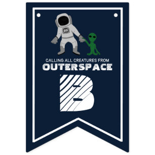 Astronaut & Alien, Outerspace Party Bunting Flags