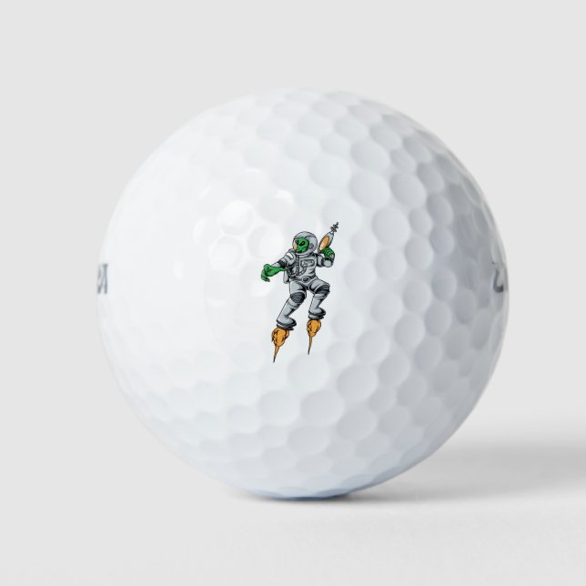 Astronaut Alien Sci-Fi Space Ufo Golf Balls (Front)