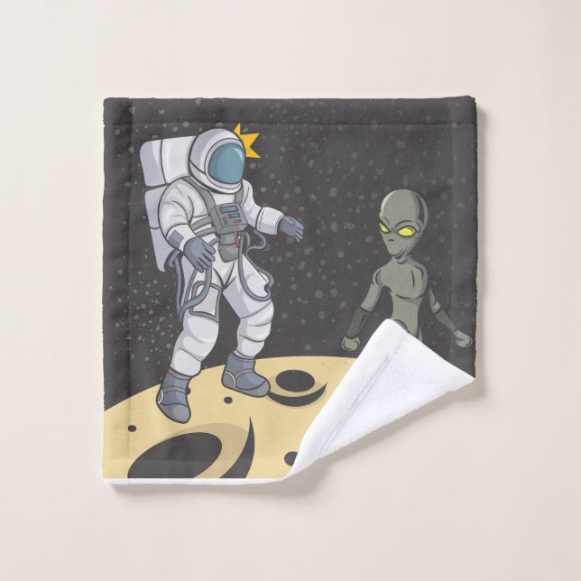 Astronaut and alien   bath towel set (Wash Cloth)