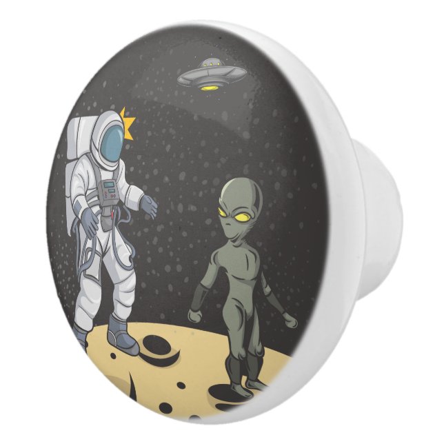 Astronaut and alien    ceramic knob (Right)