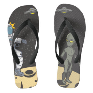 Astronaut and alien flip flops