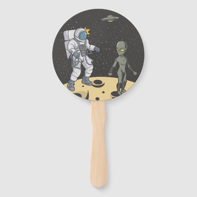 Astronaut and alien    hand fan (Front)