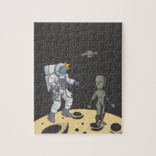 Astronaut and alien jigsaw puzzle