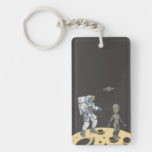 Astronaut and alien keychain