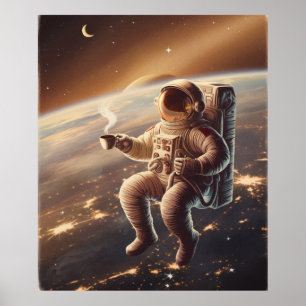 Astronaut and Coffee Poster