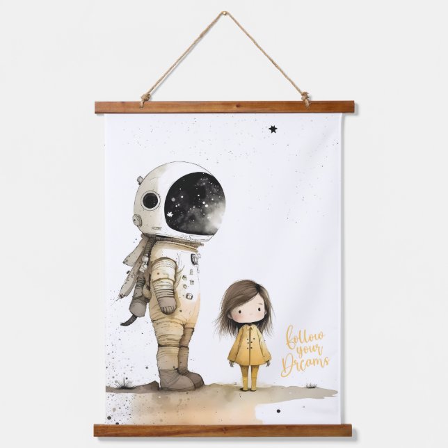 Astronaut and girl hanging tapestry (Front)