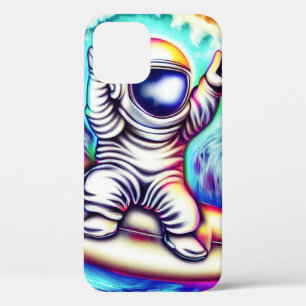 ASTRONAUT AND HIS COSMIC SURFING ADVENTURE iPhone 12 CASE