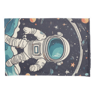 Astronaut and Planets Space Pillowcase