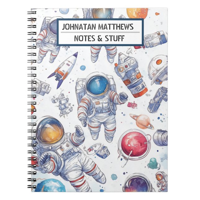 Astronaut and Space Spiral Photo Notebook (Front)