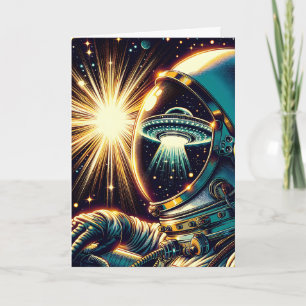 Astronaut and UFO Pun   Birthday  Card
