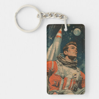 Astronaut Art Astronaut Gallery Art Vintage Art Keychain