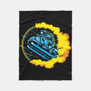 Astronaut Astro jump With Snowmobile Fleece Blanket