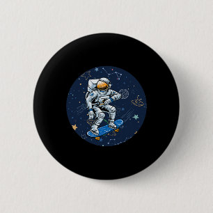 Astronaut Astronomy Outer Space Skate Skater Skate 2 Inch Round Button